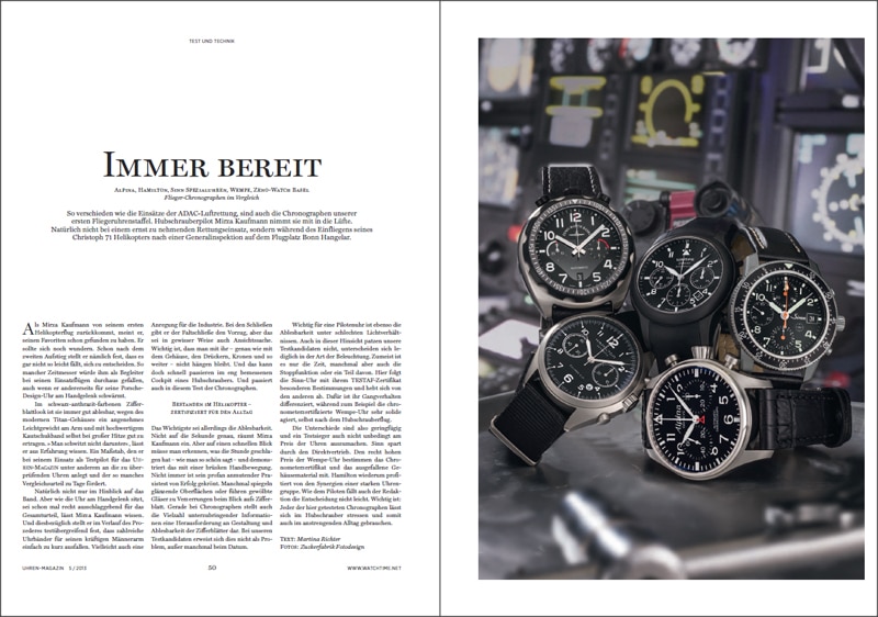 Produkt: Vergleichstest Flieger-Chronographen: Alpina, Hamilton, Sinn, Wempe, Zeno-Watch Basel