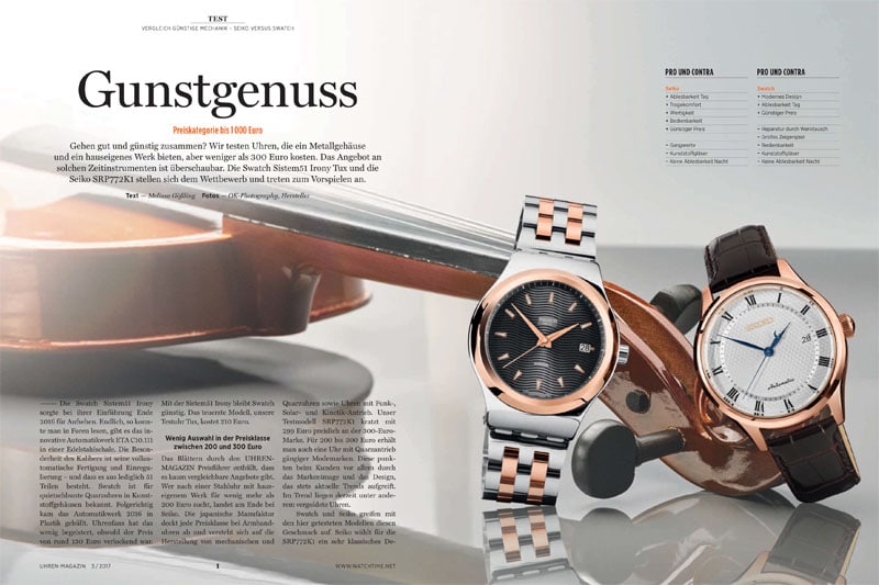 Produkt: Download: Vergleichstest Uhren unter 1.000 Euro: Swatch versus Seiko