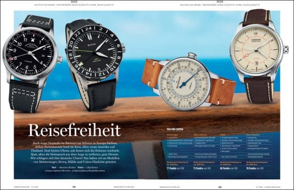 Vergleichstest Vier deutsche GMT-Uhren zum Reisen: Meistersinger, Mühle-Glashütte, Stowa, Union Glashütte